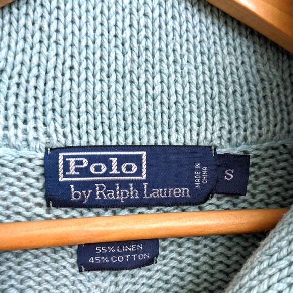 Polo by Ralph Lauren Rare Linen Patch Shawl Collar Sweater - Picture 6 of 6